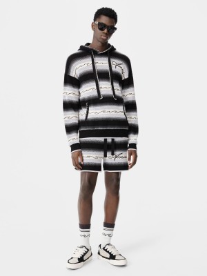 Amiri Amri Wave Baja Stripe Hoodie Men Knitwear Black | OKH190487