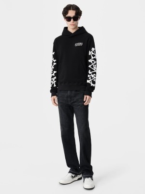 Amiri Bones Stacked Hoodie Men Sweatshirts Black | VOJ025487