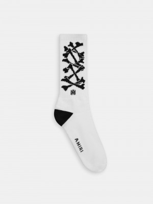 Amiri Bones Stacked Socks Men Socks White Black | GZC029643