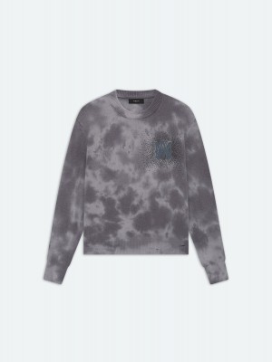 Amiri Crystal Crewneck- Faded Black Men Sweatshirts Black | JKU387459