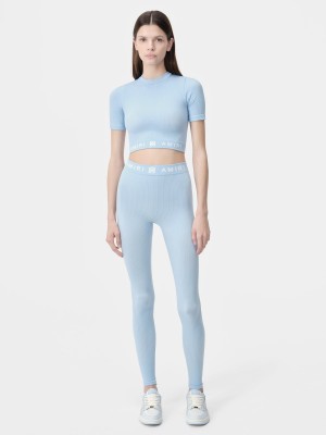 Amiri Ma Ribbed Seamless Legging Women Activewear Cerulean | IHX310957