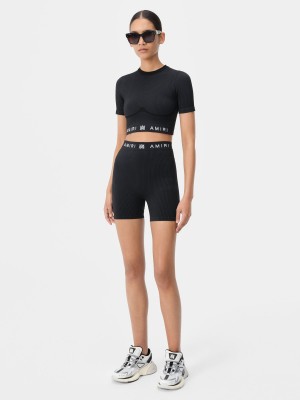 Amiri Ma Ribbed Seamless S/S Top Women Activewear Black | ZWC326704