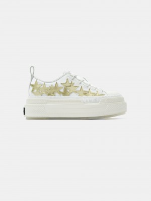 Amiri Metallic Platform Stars Court Women Sneakers White Gold | SPV037924