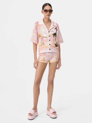 Amiri Paradise Crochet Polo Women Knitwear Rosewater | EXH169720