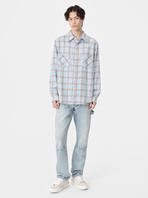 Amiri Shotgun Flannel Men Shirts Blue | QZS608542