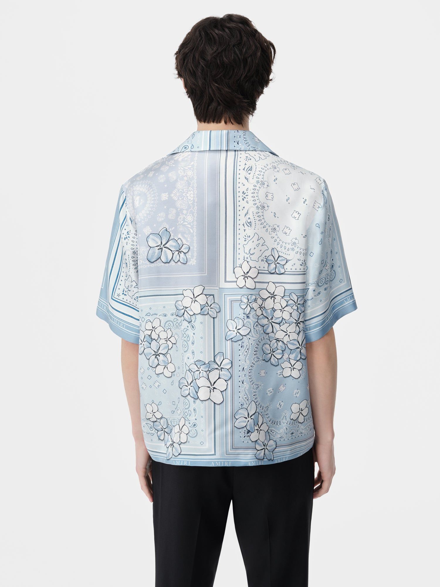 Amiri Bandana Floral Bowling Shirt Men Shirts Cerulean | OEZ410723