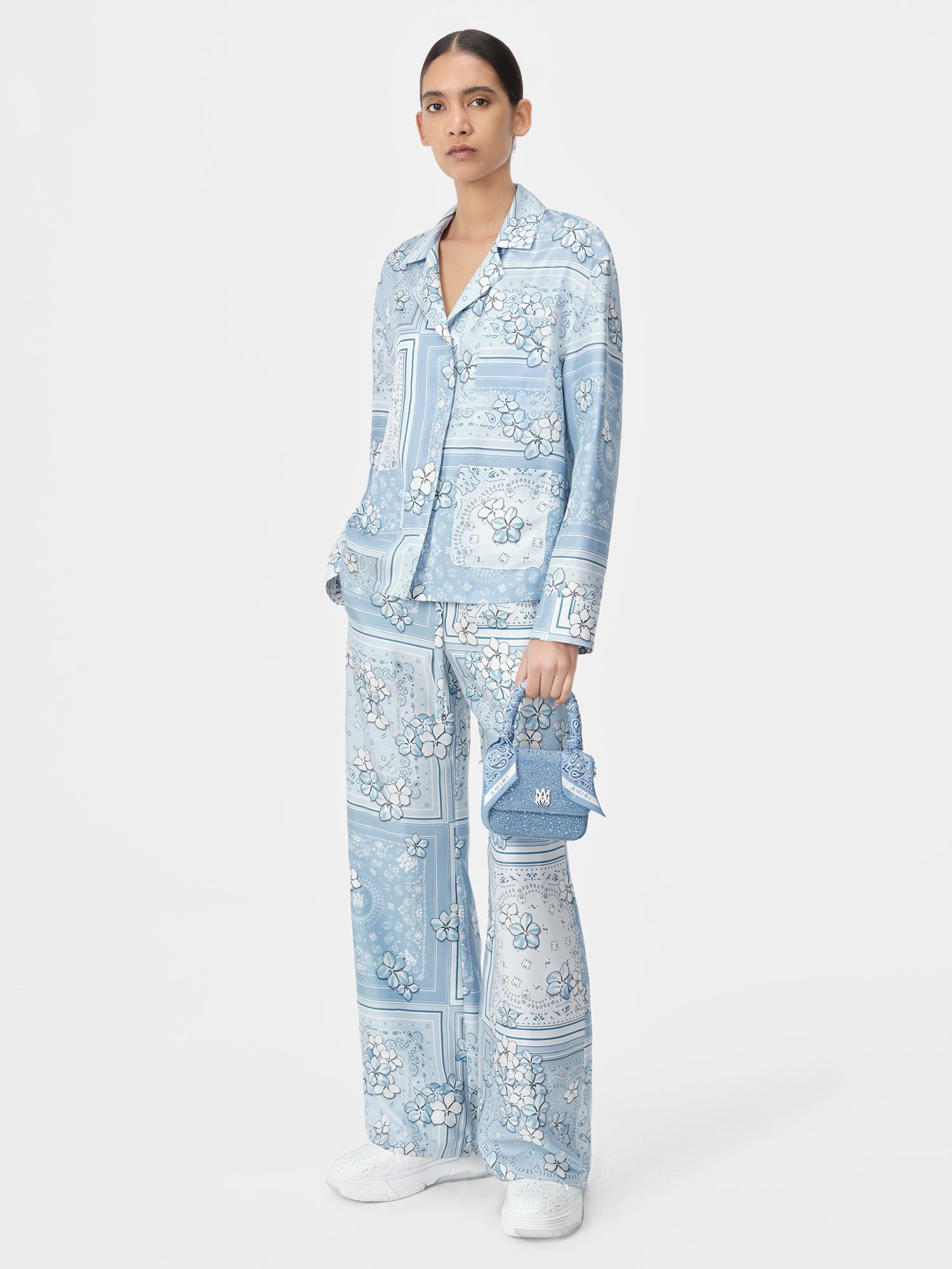 Amiri Bandana Floral Pj Shirt Women Shirts Cerulean | GUR241305