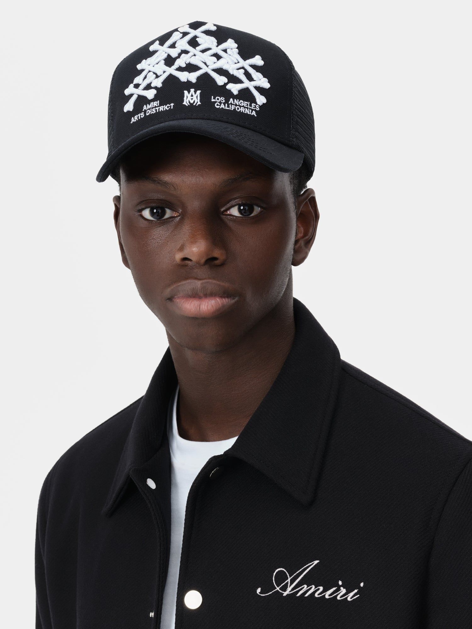 Amiri Bones Stacked Trucker Hat Men Hats Black | VXD531849