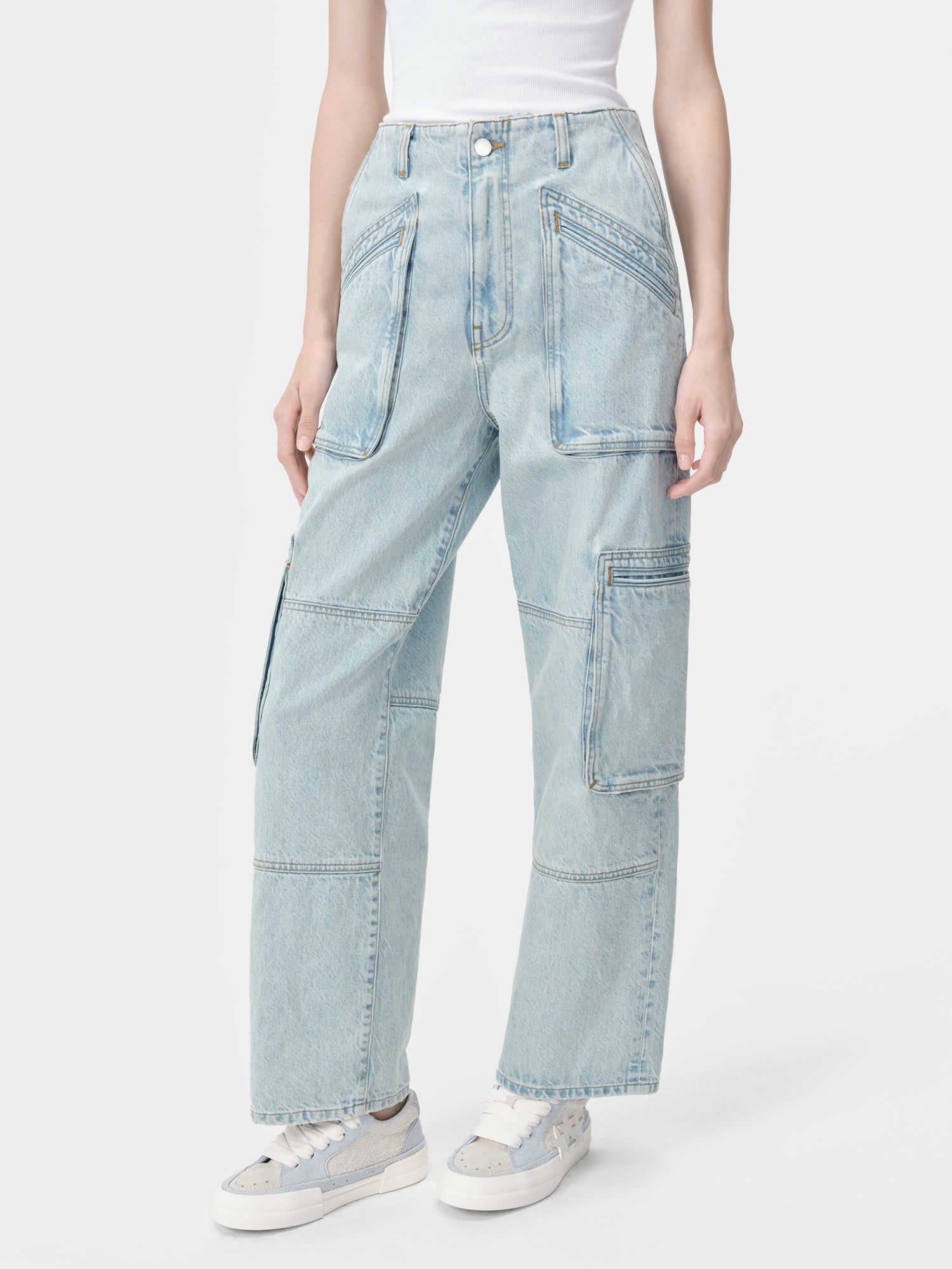 Amiri Cargo Loose Women Denim Light Indigo | NBM827301