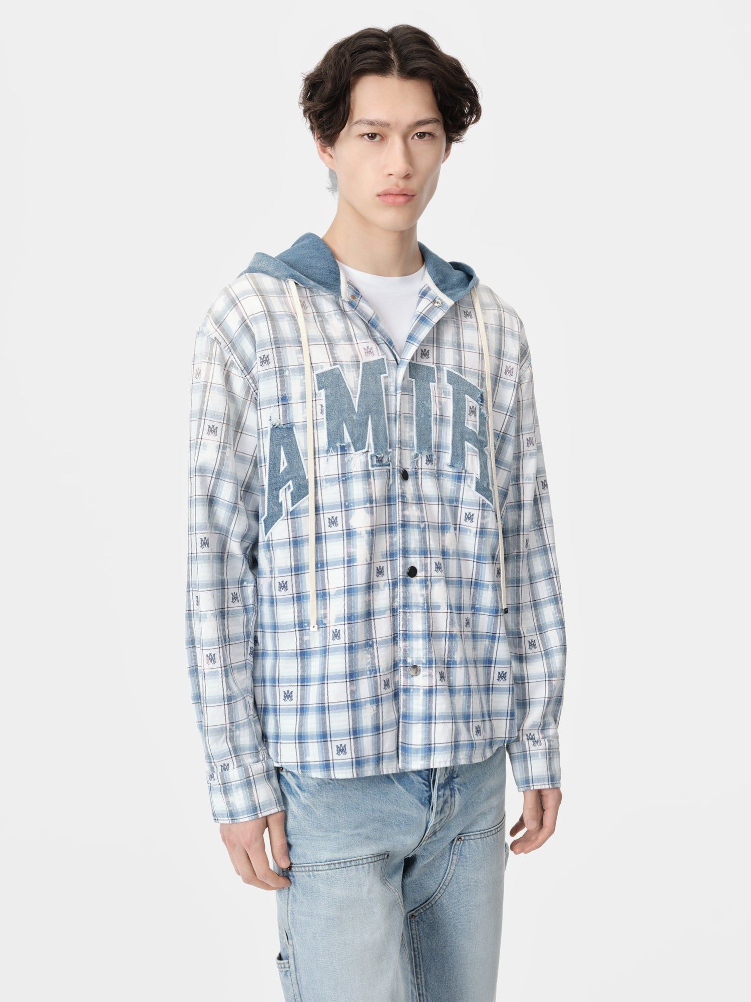 Amiri Hooded Overshirt Men Shirts Cerulean | CLG154829