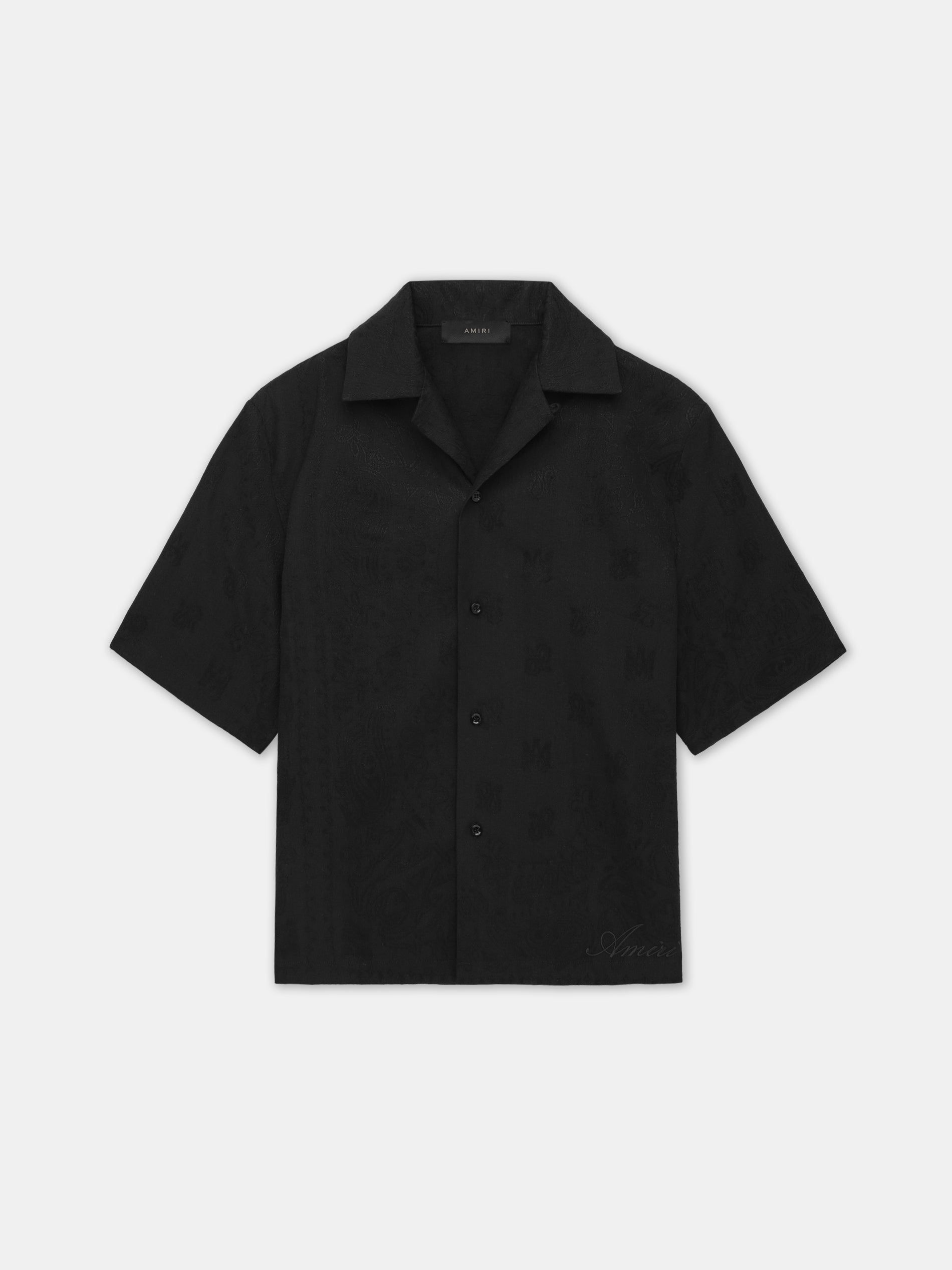 Amiri Ma Bandana Linen Camp Shirt Men Shirts Black | YQN253496