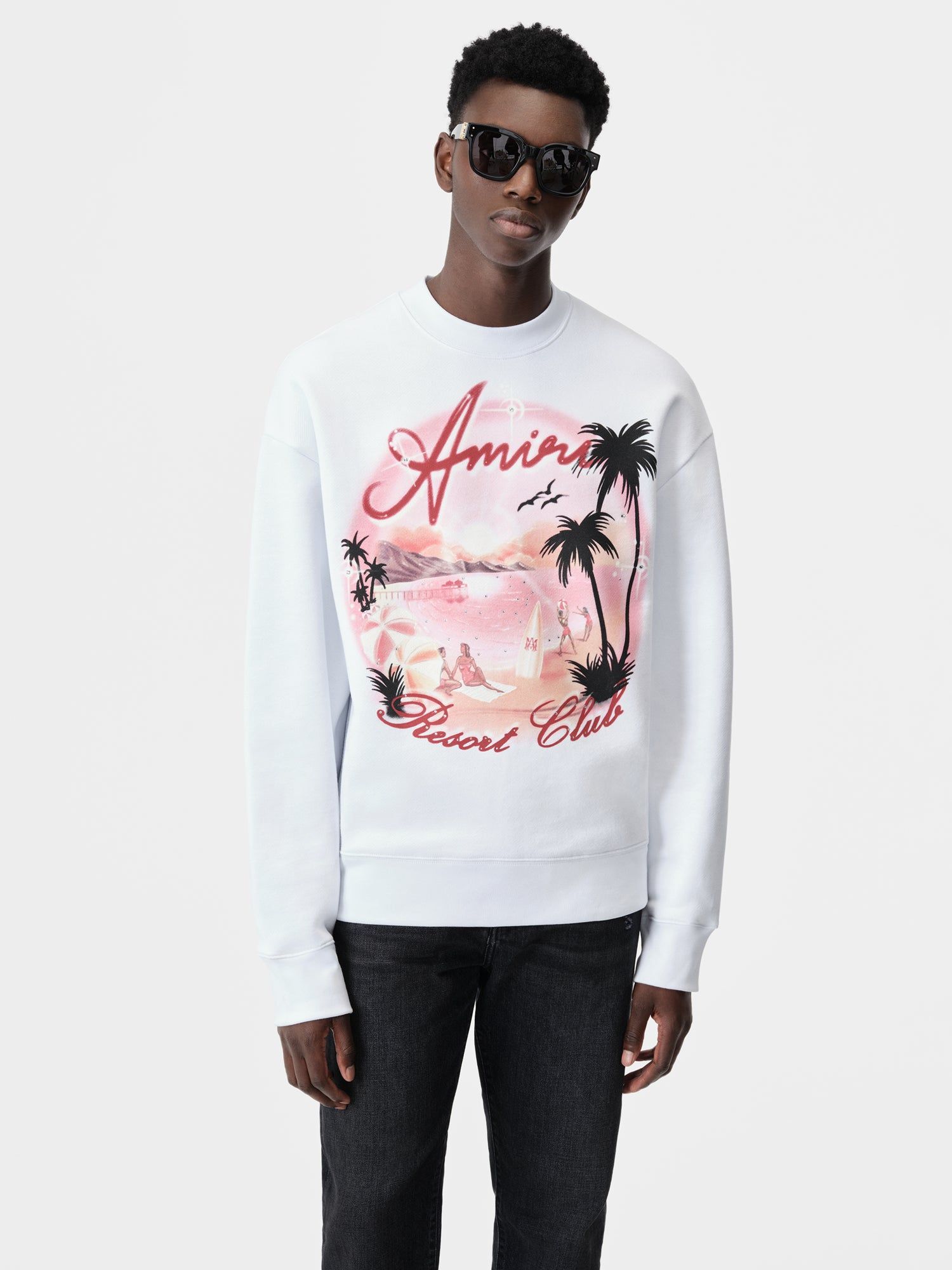 Amiri Paradise Airbrush Crew Men Sweatshirts White | VLN219634