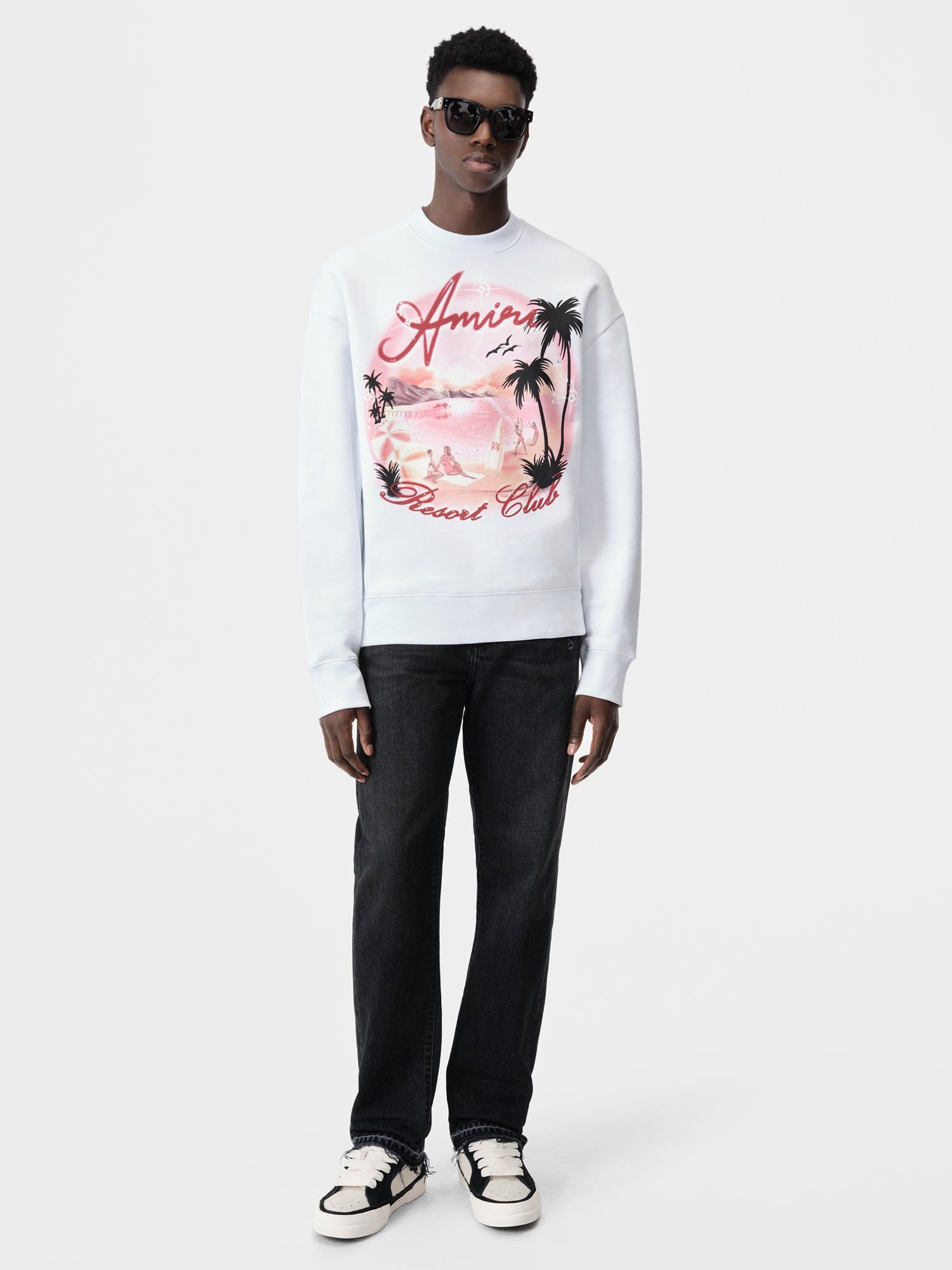 Amiri Paradise Airbrush Crew Men Sweatshirts White | VLN219634