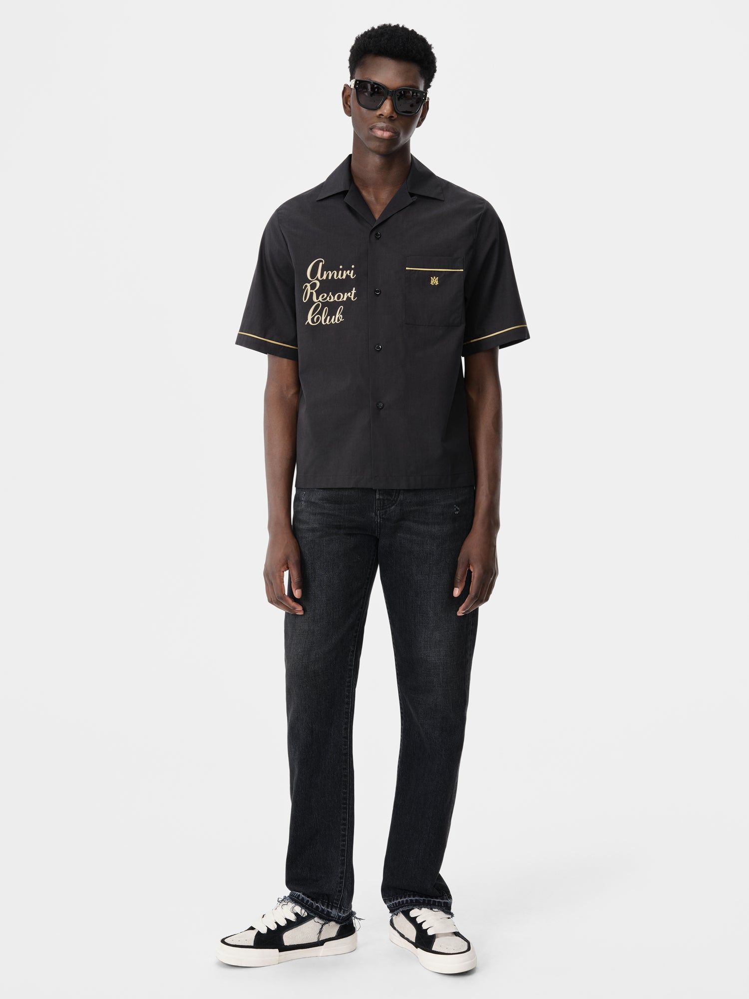 Amiri Resort Club Embroidered Shirt Men Shirts Black | DLQ781509