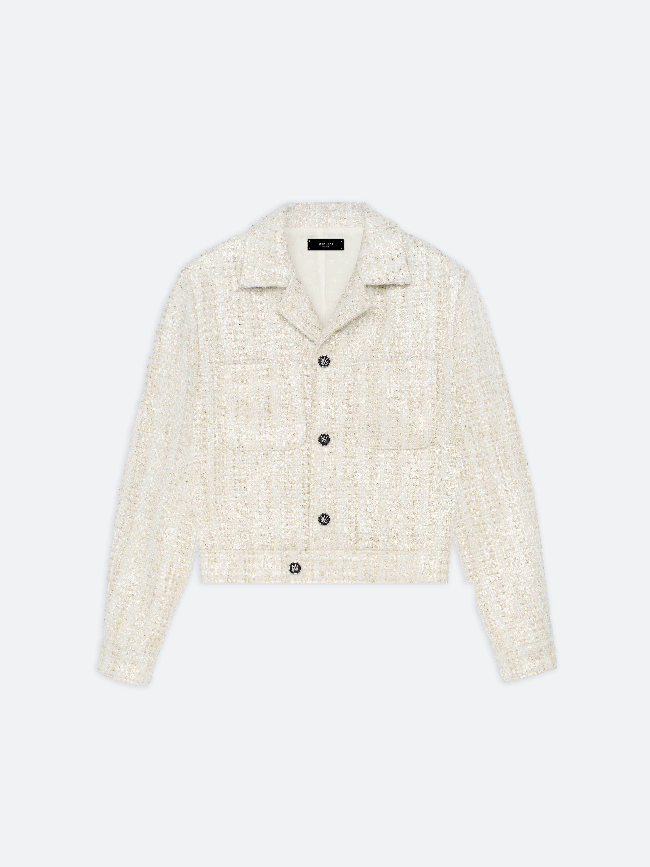 Amiri Sequin Boucle Shirt Jacket Men Outerwear Alabaster | YRU620345