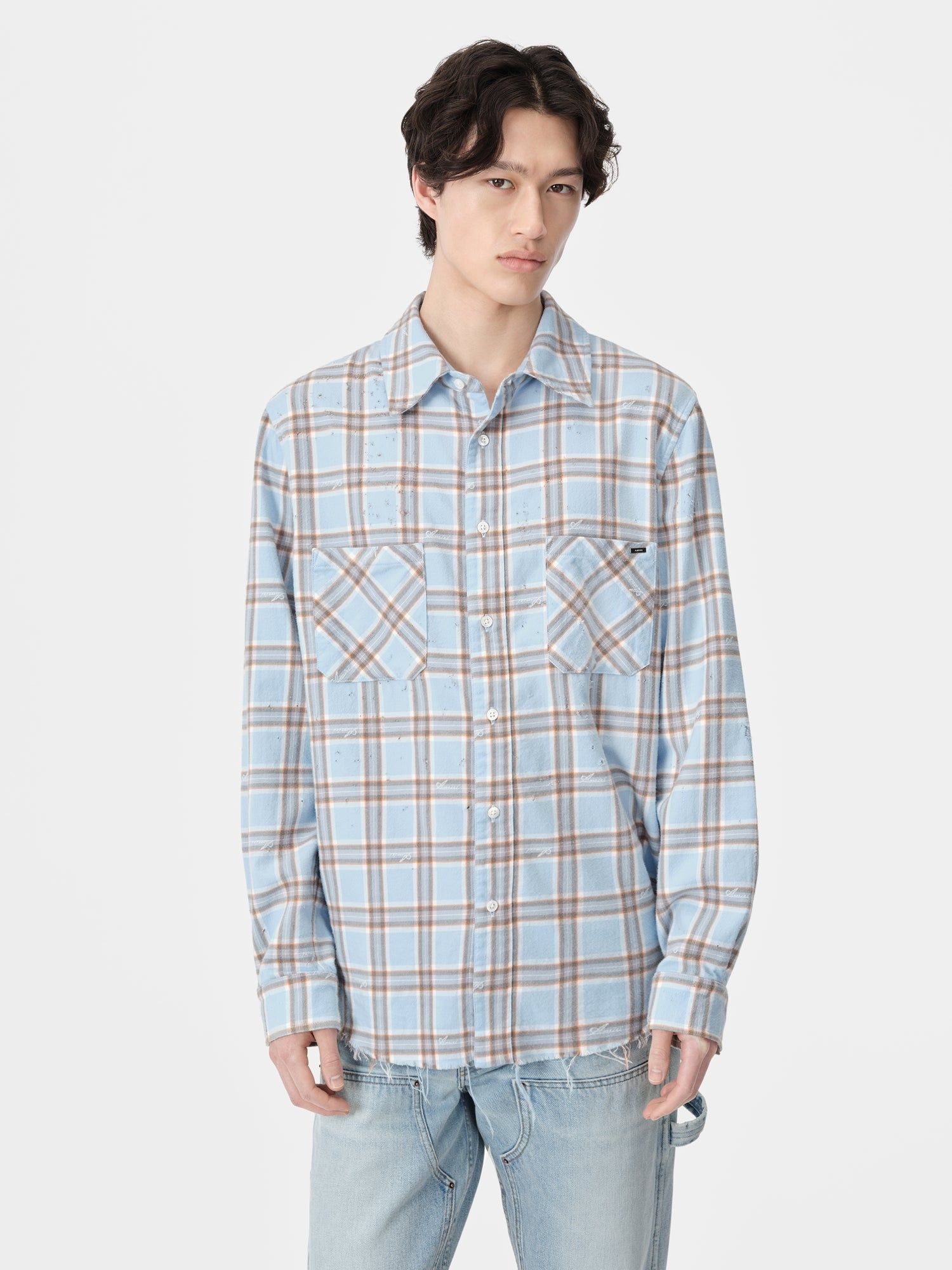 Amiri Shotgun Flannel Men Shirts Blue | QZS608542