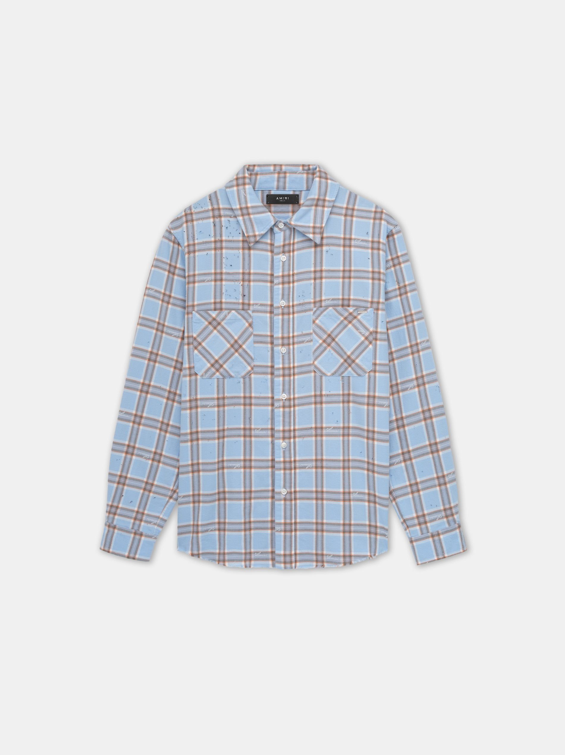 Amiri Shotgun Flannel Men Shirts Blue | QZS608542