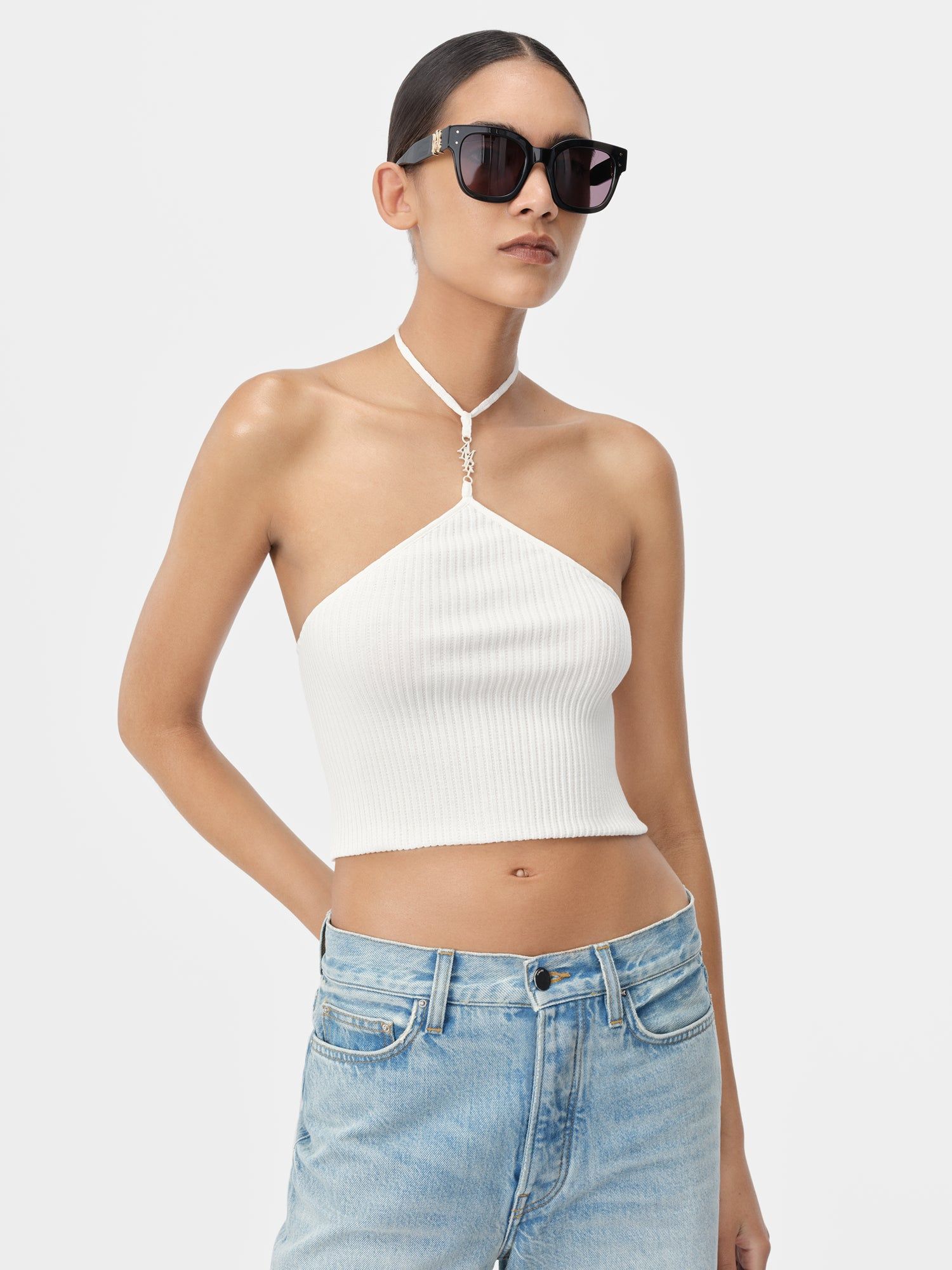 Amiri Stacked Halter Top Women Knitwear Alabaster | RLJ870426