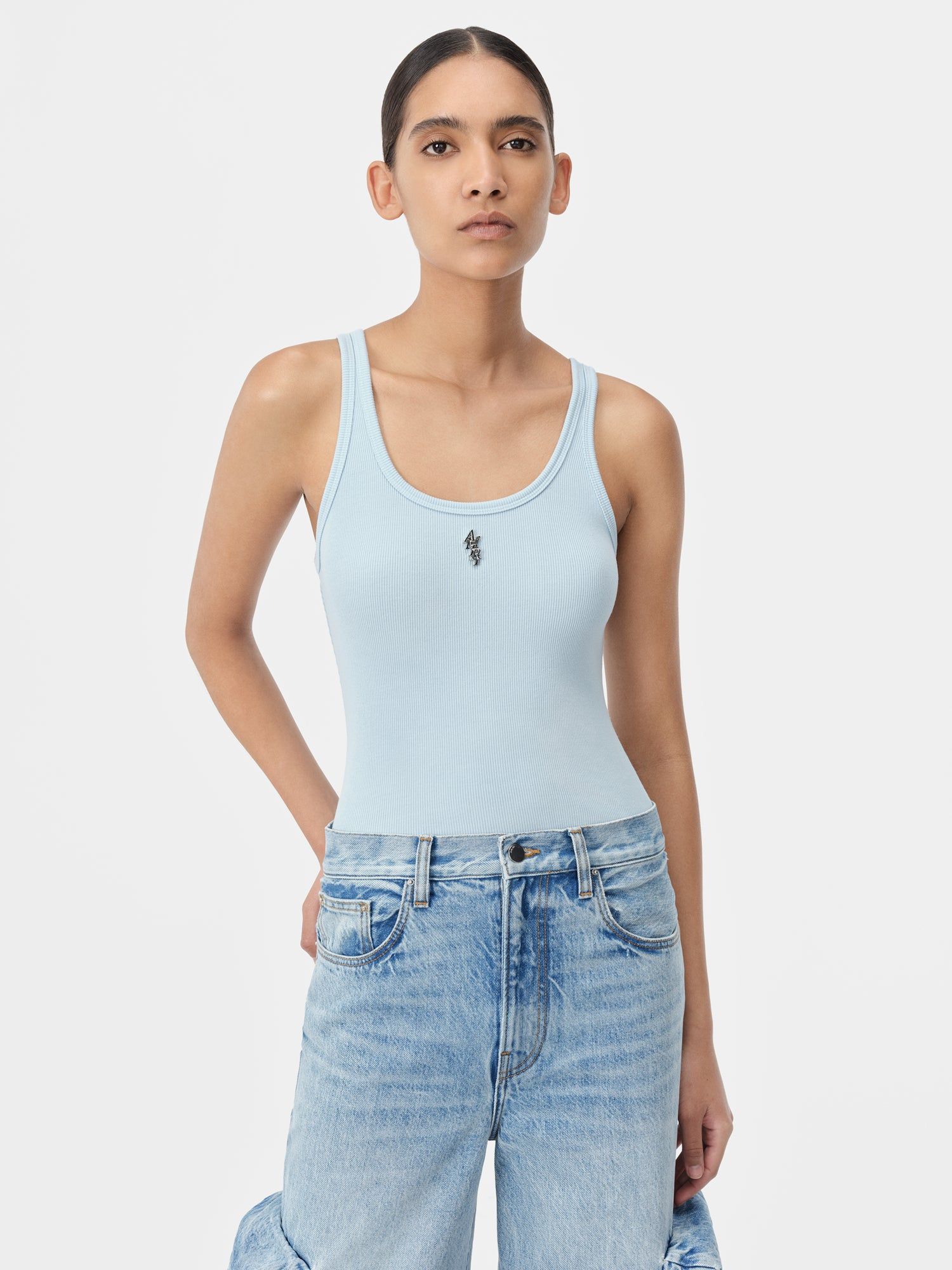 Amiri Stacked Ribbed Tank Women T Shirts Cerulean | SYI231068