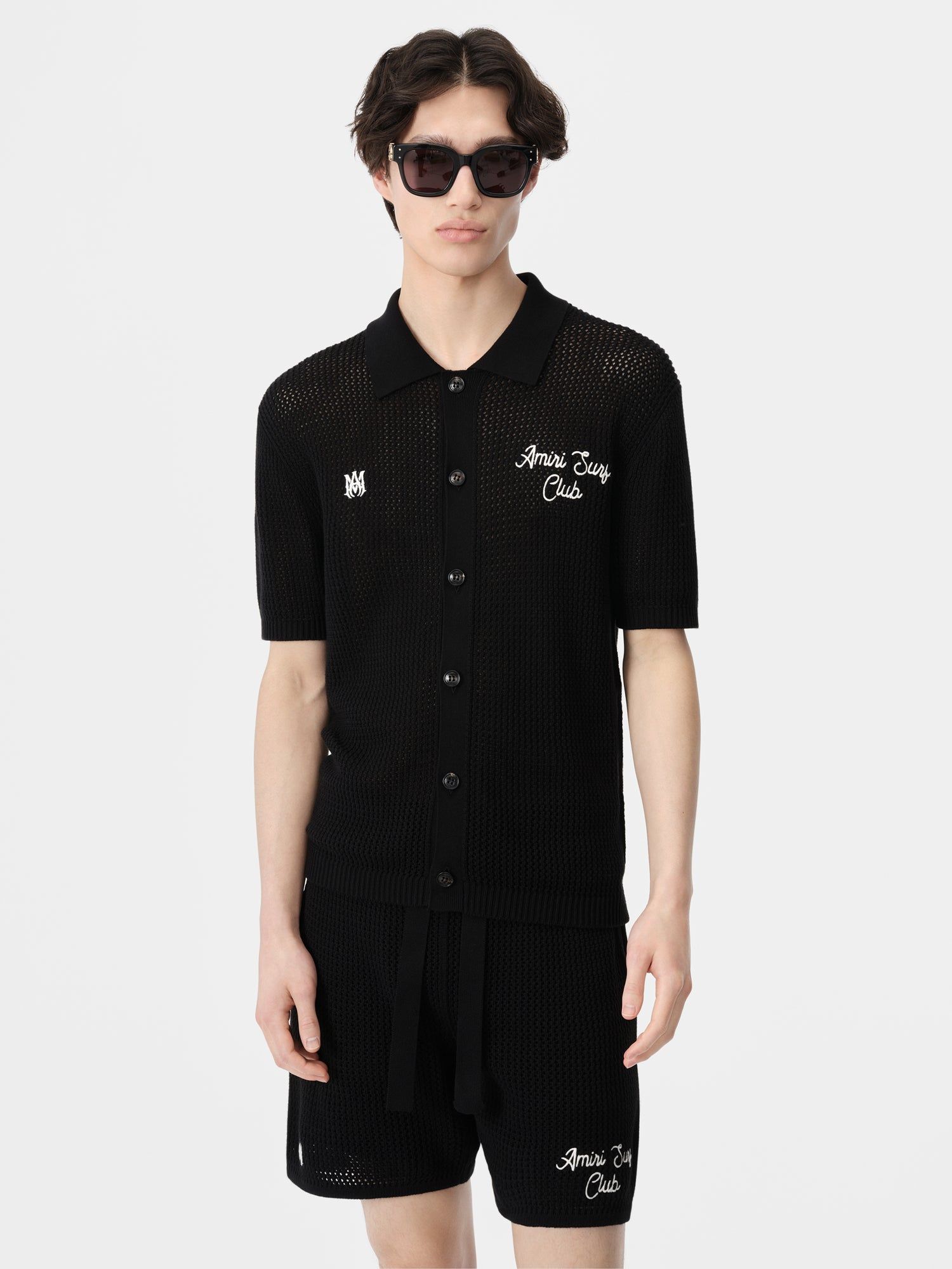 Amiri Surf Club Crotchet Polo Men Shirts Black | EKA425106