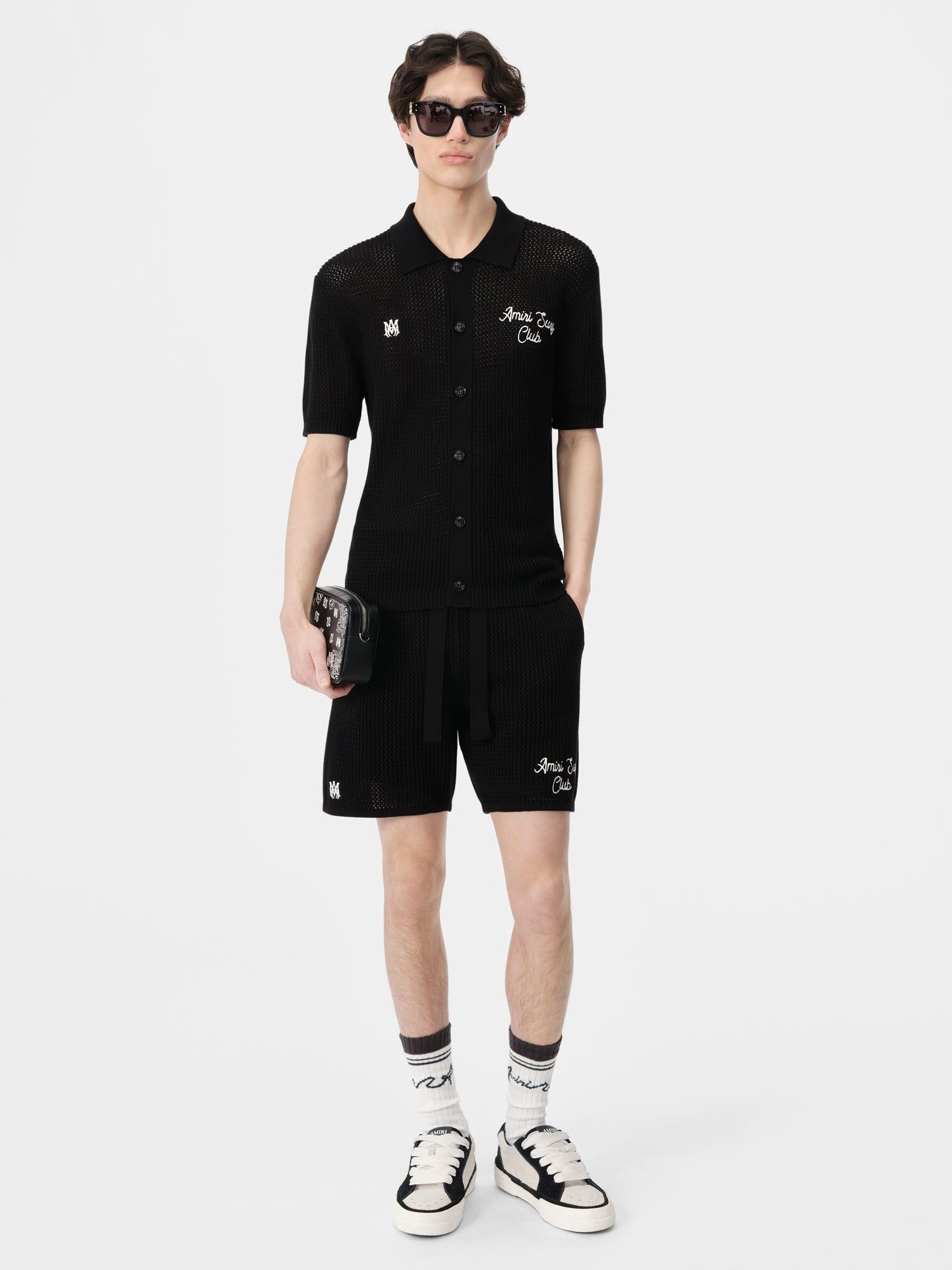 Amiri Surf Club Crotchet Polo Men Shirts Black | EKA425106