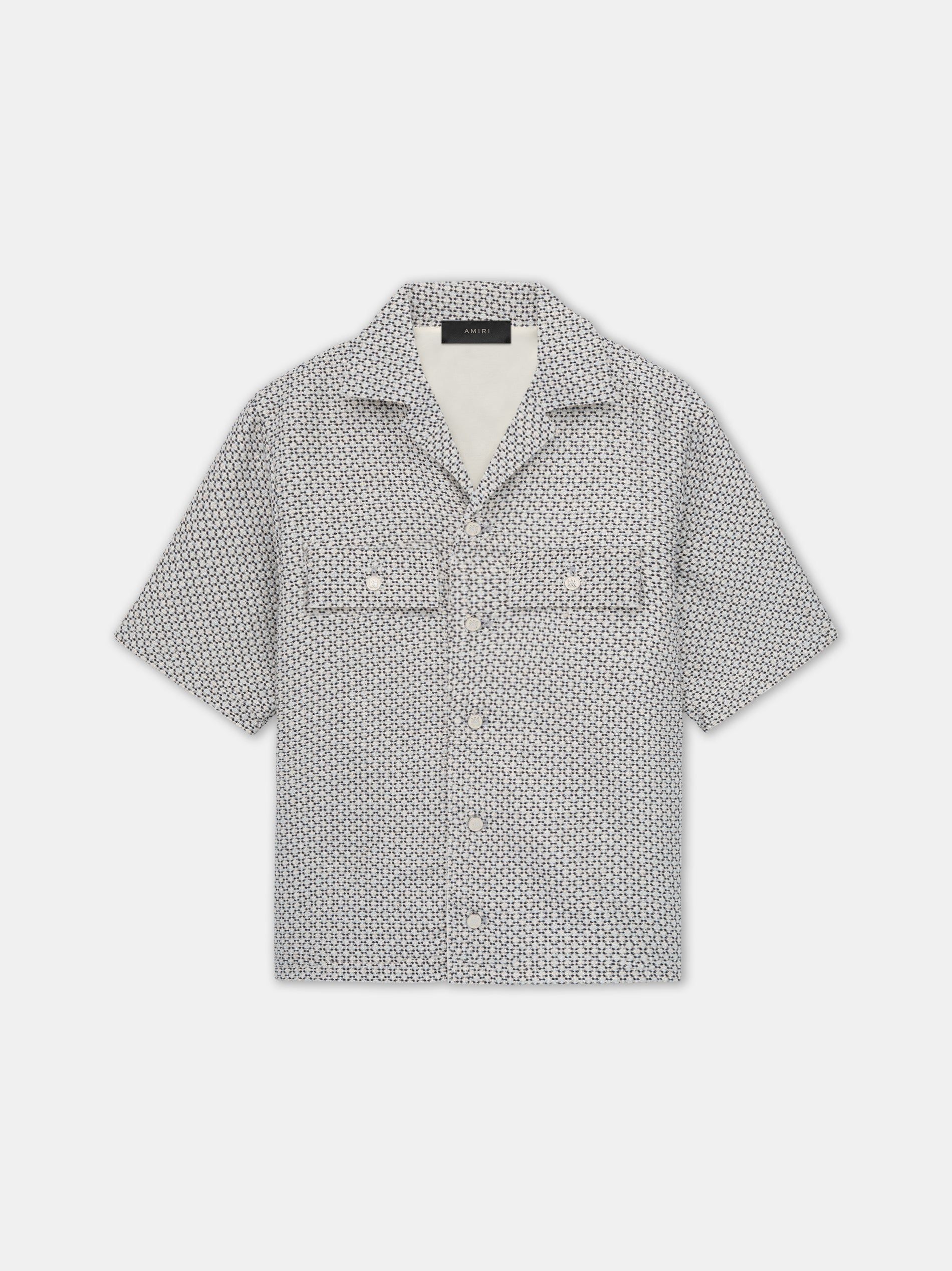 Amiri Tweed Camp Shirt Men Shirts Cerulean | PXO470925