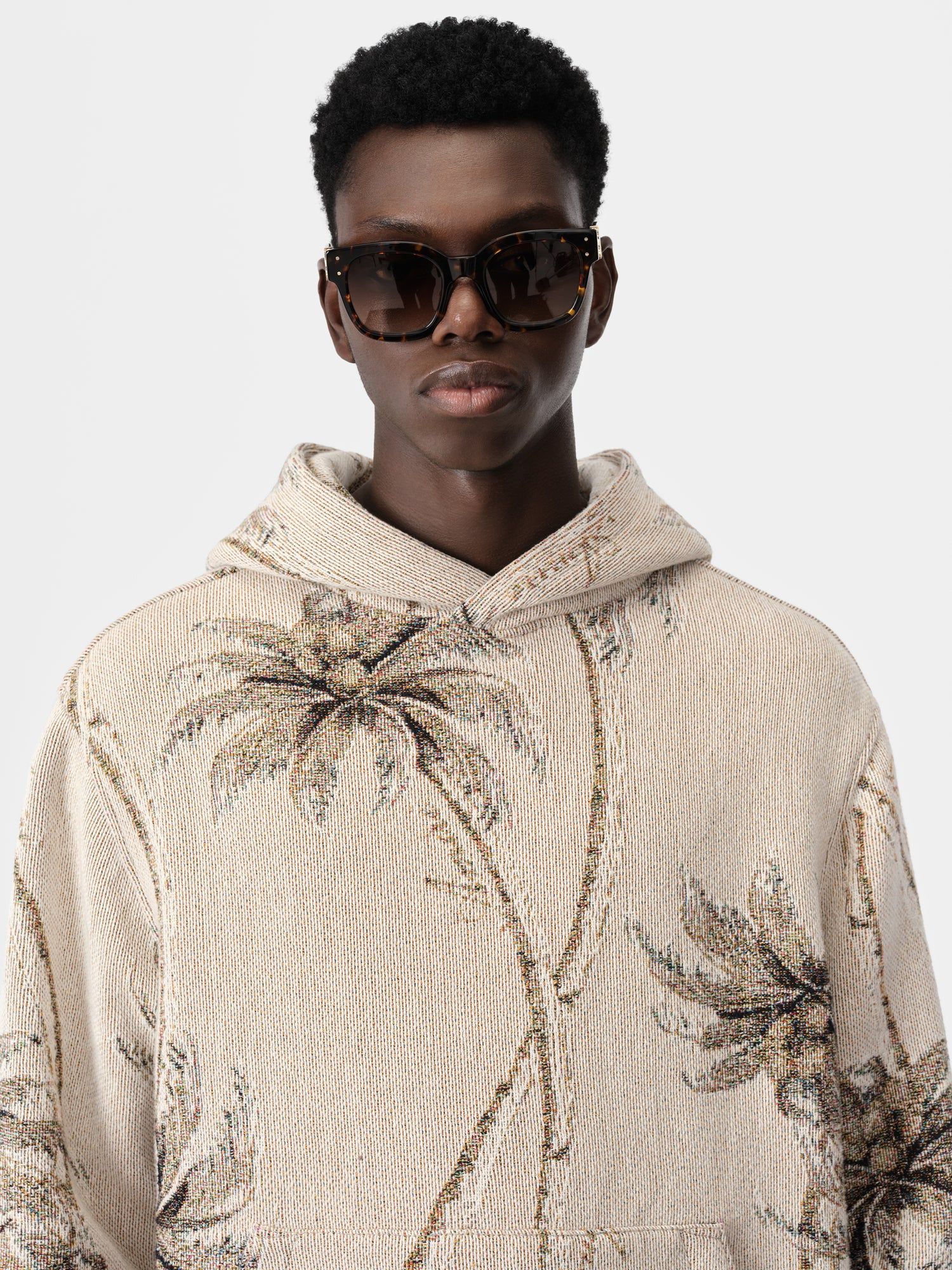 Amiri Twisted Palms Tapestry Hoodie Men Shirts Alabaster | ELF365018