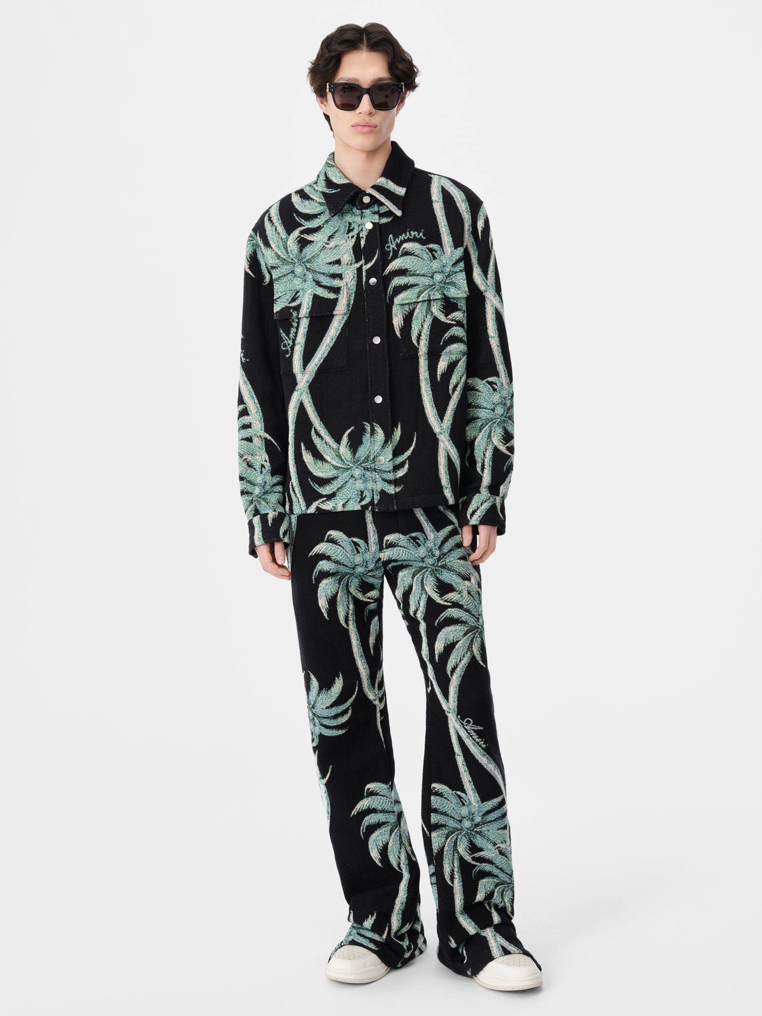 Amiri Twisted Palms Tapestry Overshirt Men Shirts Black | ZED914532