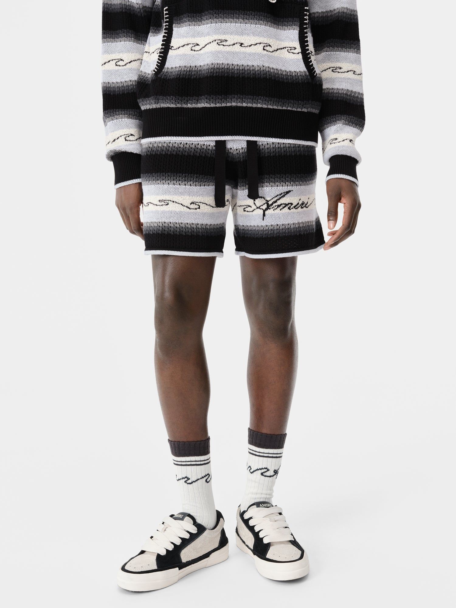 Amiri Wave Baja Stripe Short Men Knitwear Black | KFW130629