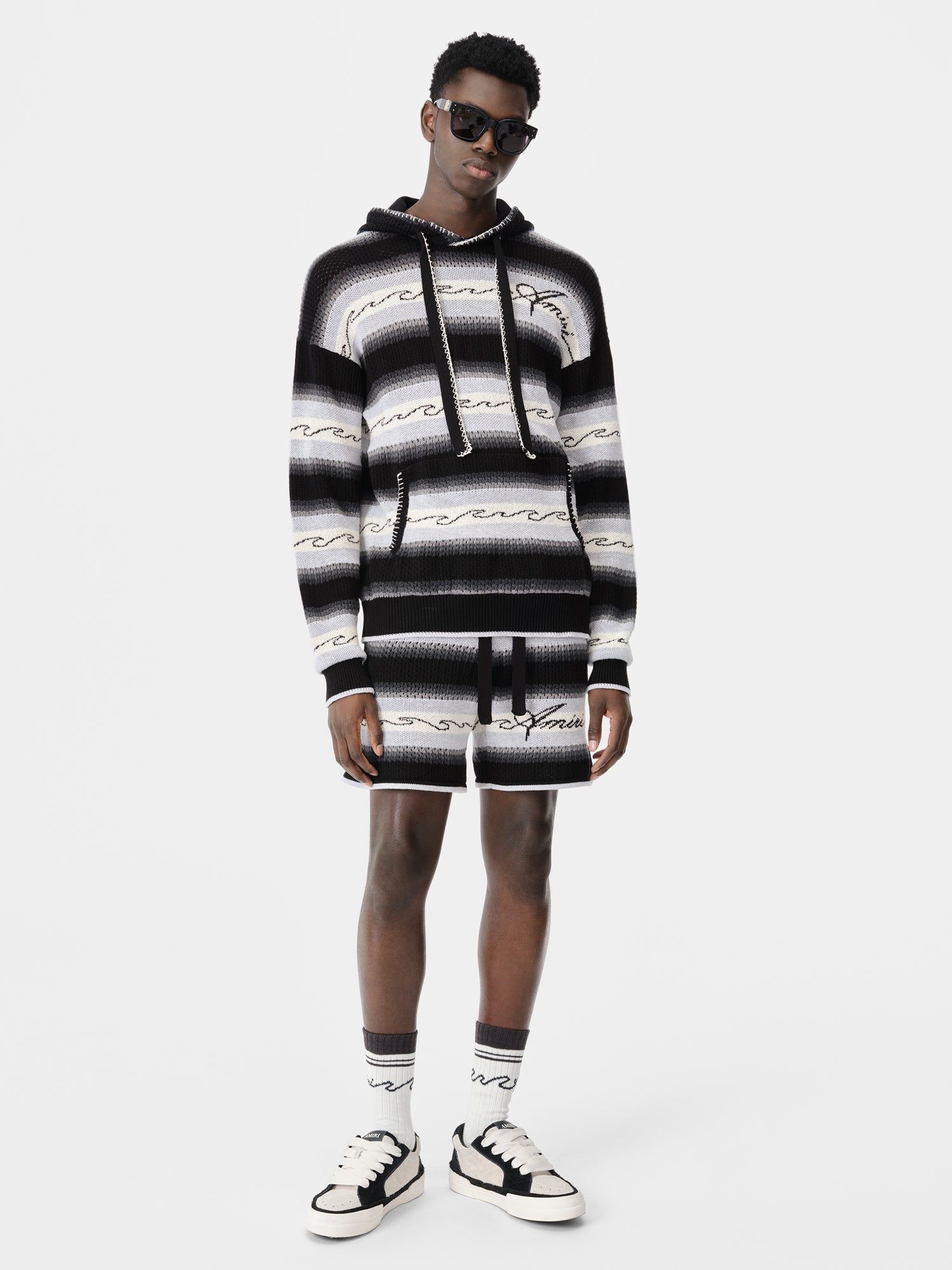 Amiri Wave Baja Stripe Short Men Knitwear Black | KFW130629